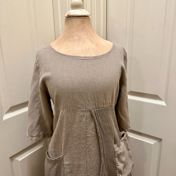 Contessa Teresa Women's 100% Linen Maxi Tunic Dress Size S Gypsy Boho (NEW) - Picture 5 of 14